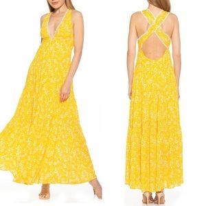 Alexia Admor Yellow Floral Open Back Tiered Casual Maxi Long Dress Summer 12